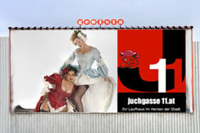 Frivoles Wien - Plakatwerbung für ein Laufhaus in Österreichs Hauptstadt